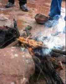 Burning chilli peppers to scare away elephants